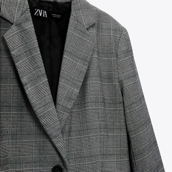 Zara Check Tailored Blazer Jacket US 6 - Picture 5 of 12